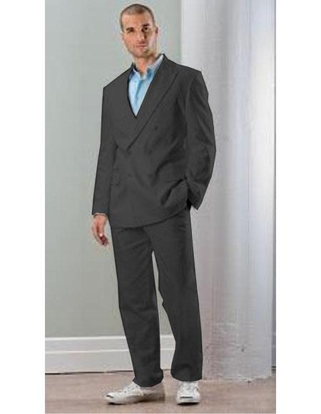 Men's Black Linen Double Breasted Suits Jacket Blazer ~ Sport coat