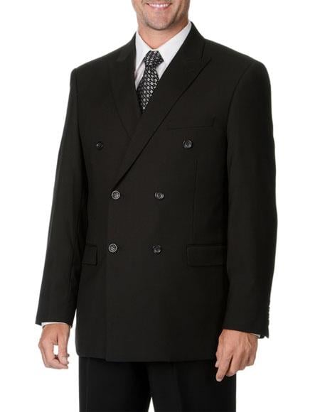 Brand: Caravelli Collezione Suit - Caravelli Suit - Caravelli italy Caravelli Men's Double Breasted Button Closure Black Double Vent Suit 
