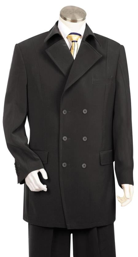 Men's Double Breasted Suit Button Fastener Suit Black