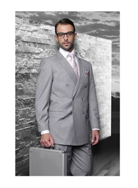 Statement Confidence Grey Double Breasted Men's Wool Italian Design Suit