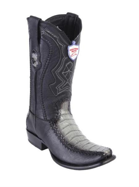 Men's Faded Gray Wild West Genuine Caiman Belly Dubai Toe Style Handcrafted Dress Cowboy Boot Cheap Priced For Sale Online