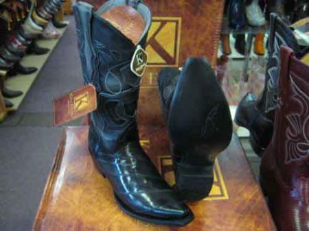 King Exotic Boots Gray Snip Toe Genuine Eel Leather Piping Western Cowboy Dress Cowboy Boot Cheap Priced For Sale Online EE- Botas De Anguila