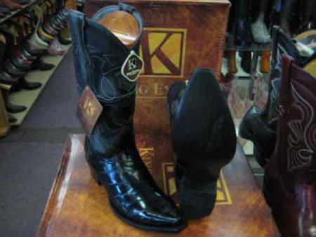 King Exotic Boots Snip Toe Genuine Eel Skin Leather Piping Western Cowboy Dress Cowboy Boot Cheap Priced For Sale Online EE Black- Botas De Anguila