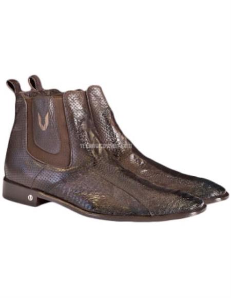 Men's Faded Brown Vestigium Genuine Ostrich Leg Chelsea Boots