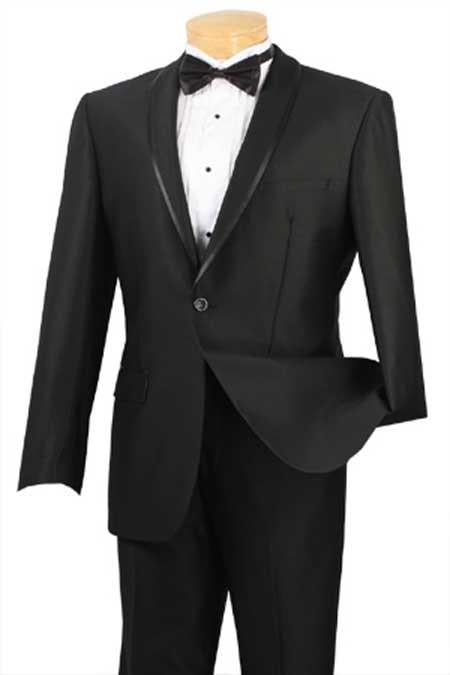 Black Shawl Collar Tuxedo & Formal Slim Fit Suits