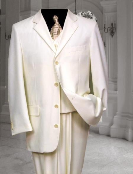 Ivory~Cream~OFF White Tuxedo 2/3 Button Vested 3 Pieces Vested Pleated Pants