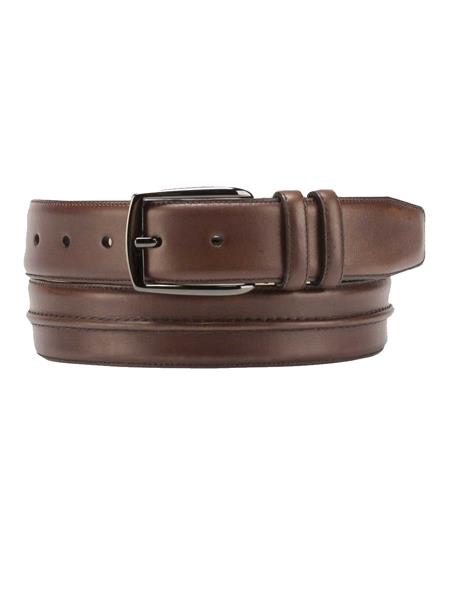 Authentic calfskin mezlan brand brown leather belt for men