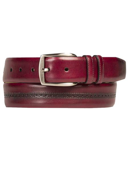 Mezlan Belts Brand Men's Genuine Calfskin Burgundy Skin Belt
