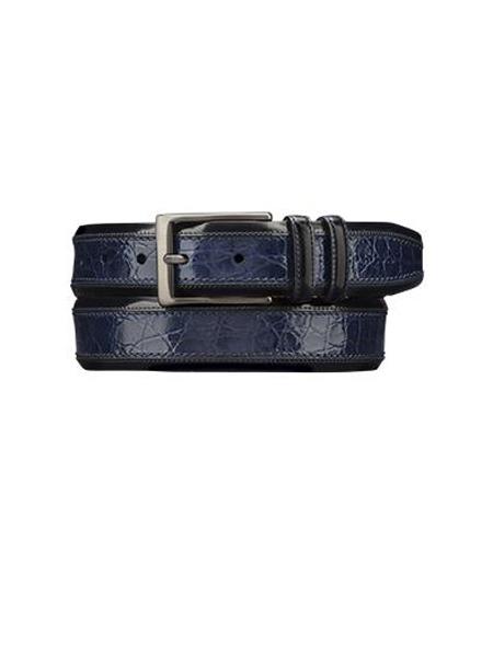 Mezlan Belts Brand Men's Genuine Crocodile Blue Cinturon De Cocodrilo