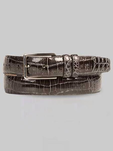 Mezlan Belts Brand Men's Genuine Crocodile Grey Skin Cinturon De Cocodrilo