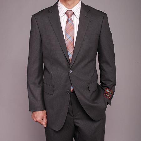 Men's Gray houndstooth checkered 2-button 2 Piece Suits - Two piece Business suits Suit