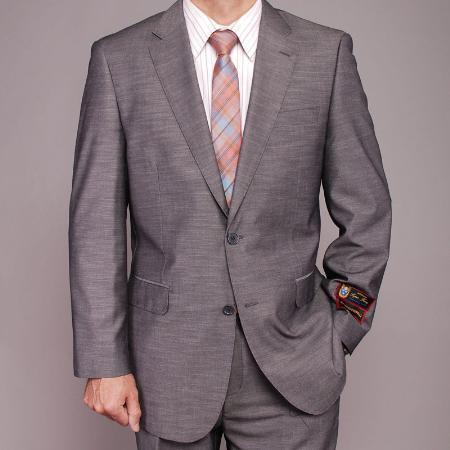 Gray Men's Two Button Front Pants Slim-fit 2 Piece Suits - Two piece Business suits Suit
