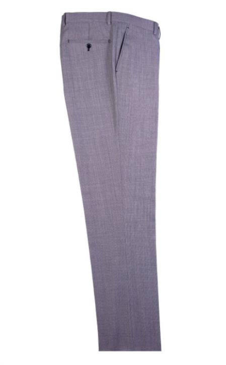 Men's Tiglio Dress Slacks Gray Birdseye Wool Fabric Flat Front Pants
