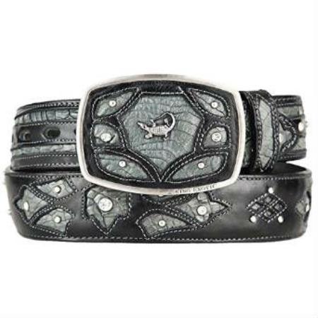 Men's Gray Original Caiman Belly Skin Fashion Western Hand Crafted Belt 