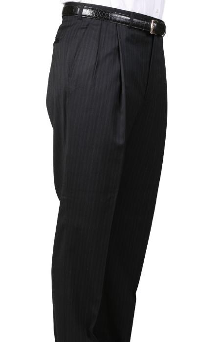 Gray Pleated Pants Lined Trousers Unhemmed Unfinished Bottom For Men's