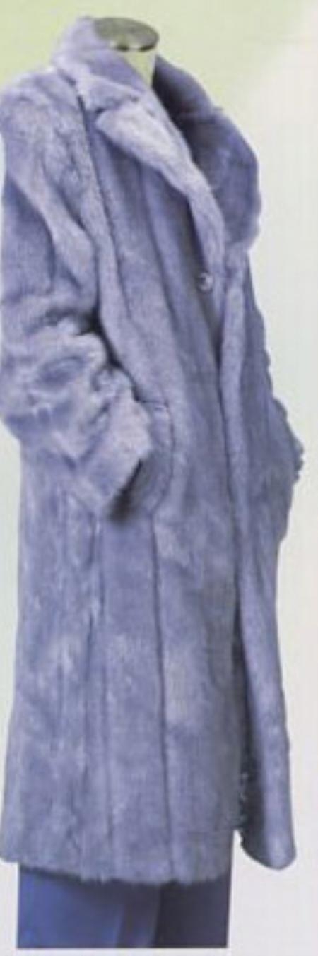 Mens Overcoat Mens Dress CoatLong Length Faux Fur Coat Gray 