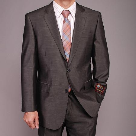Men's Dark Gray Shiny 2-button 2 Piece Suits - Two piece Business suits Suit