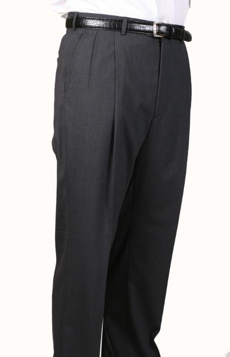 99% Worsted Wool Gray, Parker, Pleated Pants Lined Trousers unhemmed unfinished bottom