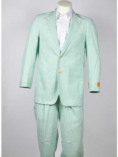 Men's Green seersucker ~ sear sucker   2 Button Suit