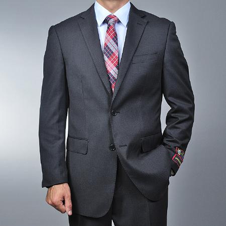 Men's 2 Button Grey Nailhead Pattern Modern 2 Piece Suits - Two piece Business suits Suit