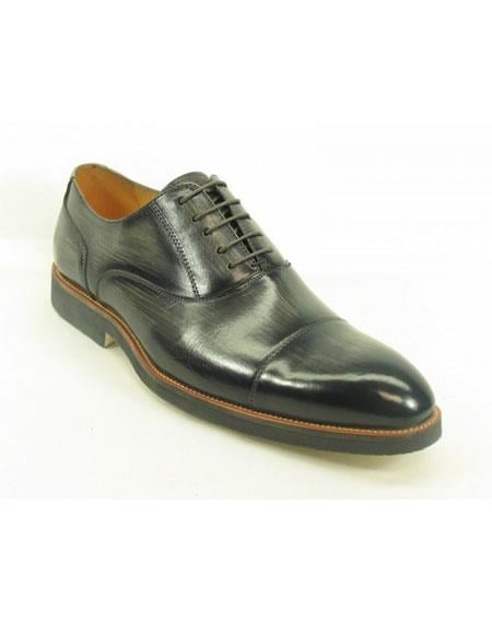 Men's Grey Fashionable Carrucci Genuine Leather Oxford Shoes