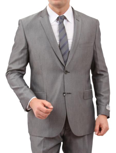 Men's Solid Grey 2 Button Front Closure Suit 