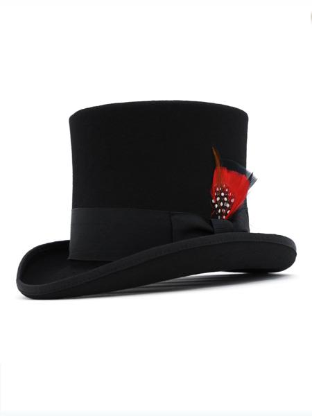 Men's 100% Wool Felt Black Top Hat ~ Tuxedo Hat