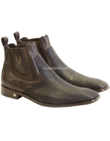 Men's Handmade Brown Vestigium Genuine Catshark Chelsea Boots