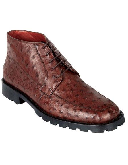 Men's High Top Shoes Genuine Ostrich Dress Ankle Boots  Rubber Sole Los Altos Boots