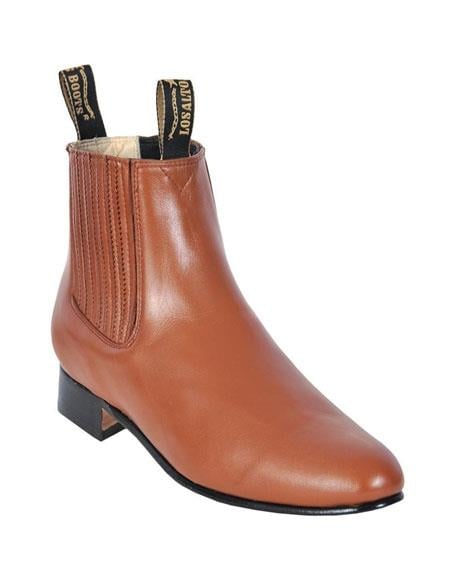 Los Altos Boots botines para hombre ~ Chelsea Charro Botin Short Ankle Deer Honey Leather Boot For Men - Short Cowboy - Western Ankle Boots