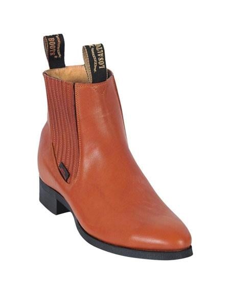 Los Altos Boots Chelsea Charro Botin Short Ankle Deer Honey Leather Boot ~ botines para hombre For Men - Short Cowboy - Western Ankle Boots