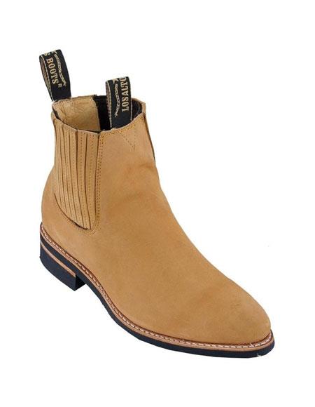 Men's Short Ankle Deer Honey Chelsea Charro Botin Leather Boot Los Altos  Boots ~ botines para hombre - Short Cowboy - Western Ankle Boots