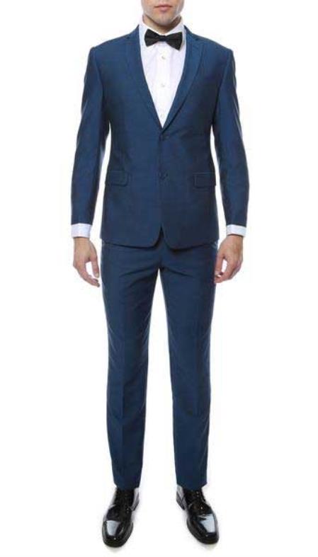 Men's Indigo ~ Bright Blue Two Button Classic  Slim Fit Suit