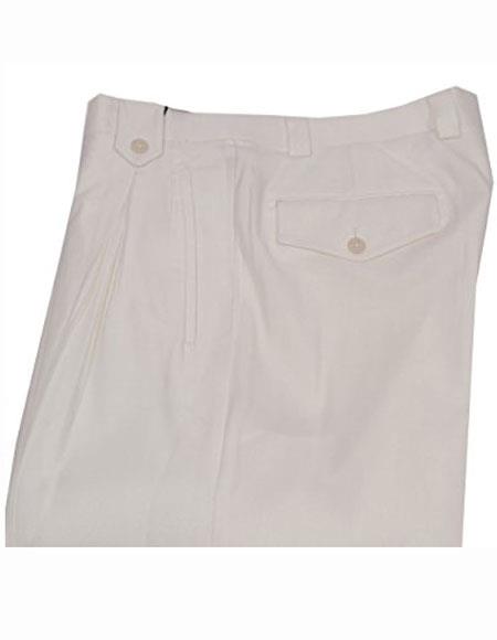 Tiglio Men's Pure 100% Wool Italian Style Off White Wide Leg Dress Pant