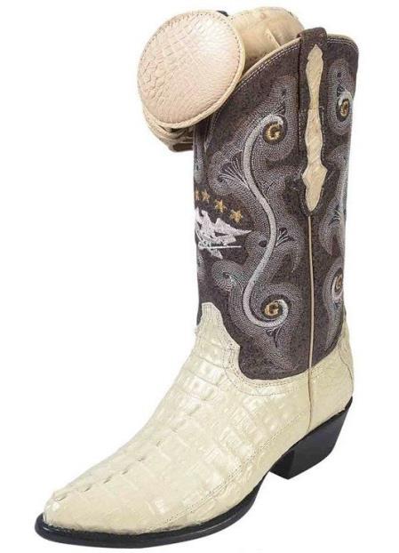 Men's Handcrafted El General Caiman Tail J Toe Bone Leather Lining Boots