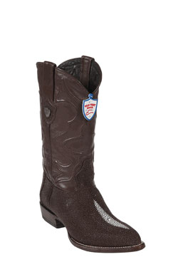 Wild West J-Toe Brown Single Stone Cowboy Boots 