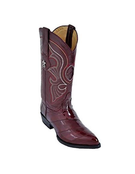 Men's Cognac King Eel Skin J-Toe Los Altos Boots  Dress Cowboy Boot Cheap Priced For Sale Online ~ botines para hombre With Saddle Vamp- Botas De Anguila