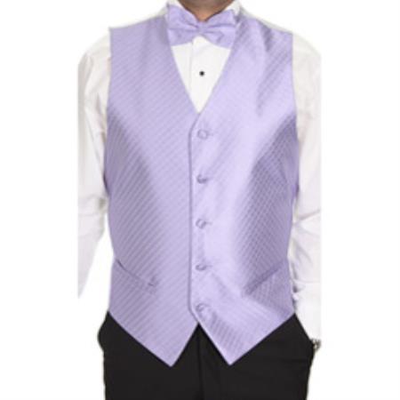 Men's Lavender Patterned 4-Piece Men's Vest Set Also available in Big and Tall Sizes