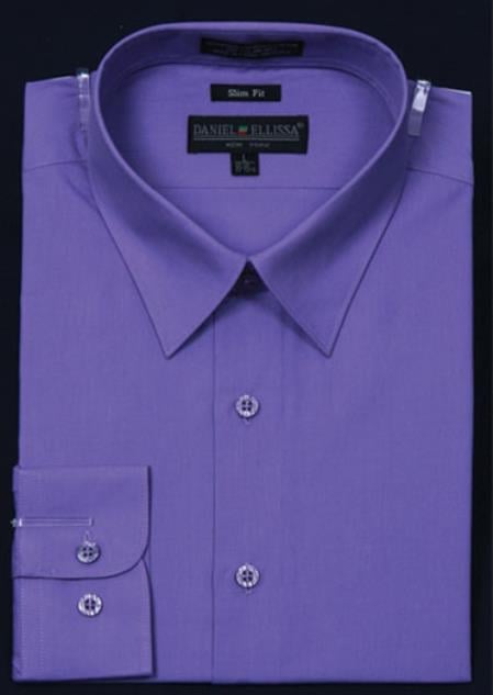 Affordable Clearance Cheap Mens Dress Shirt Sale Online Trendy - Slim Fit - Lavender Color Men's Dress Shirt