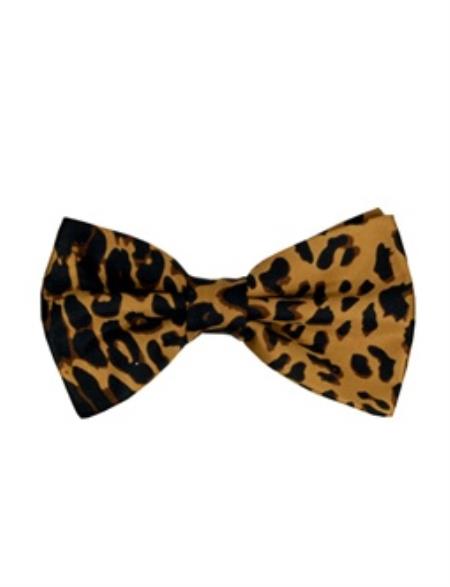 Men's Leopard - Animal Print Classic Design Bowties Brown and Black-Men's Neck Ties - Mens Dress Tie - Trendy Mens Ties