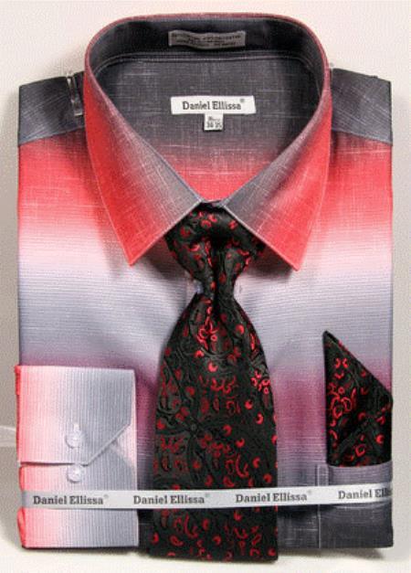 Red Colorful Men's Dress Shirt
