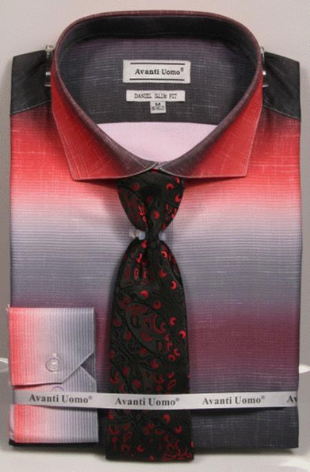 Colorful Red Men's Dress Shirt
