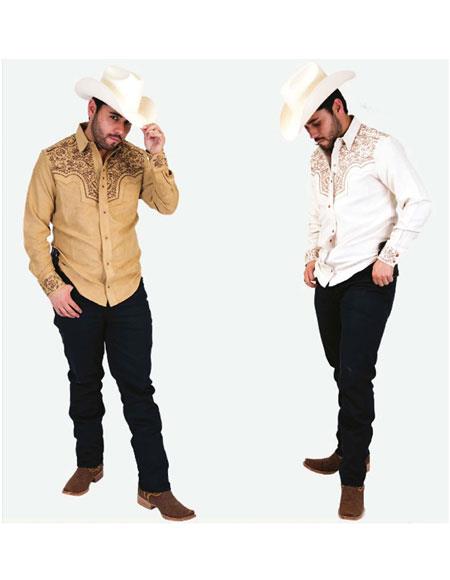 Men's Long Sleeves Floral Pattern Fashion A Seleccionar Cowboy Shirt