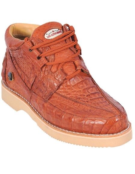 Genuine COGNAC Full Caiman Crocodile Casual Los Altos Boots  Shoes Lace Up EE 