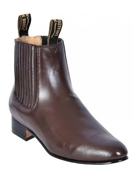 Los Altos Boots Men's Light Brown Genuine Deer Chelsea Charro Leather Sole Handmade Short Boot ~ botines para hombre