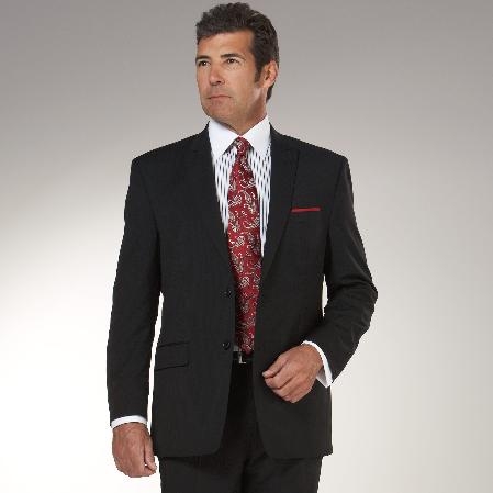 Authentic Mantoni Brand Black Solid Suit - High End Suits - High Quality Suits