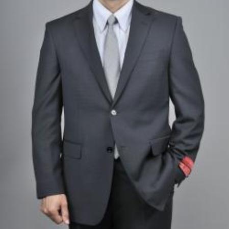 Authentic Mantoni Brand Black 2-Button Wool Suit 