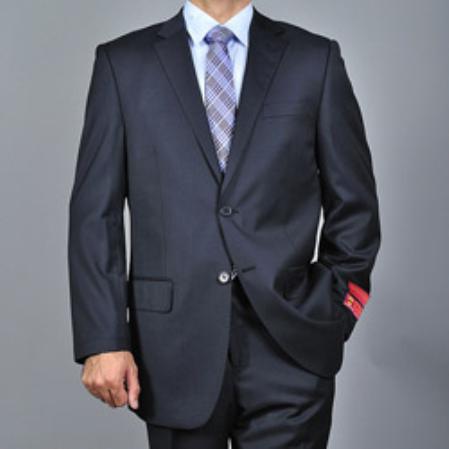 Authentic Mantoni Brand Men's patterned Black 2-button Wool Suit  - High End Suits - High Quality Suits
