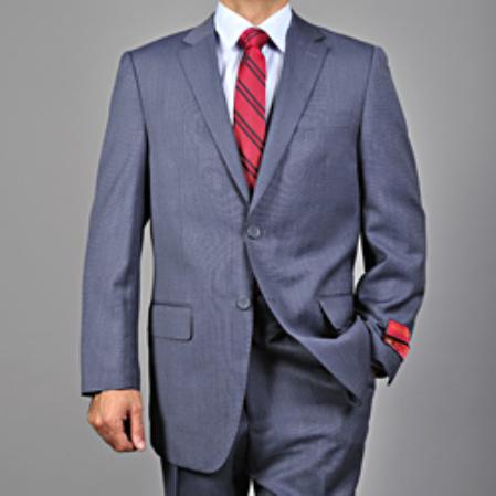 Authentic Mantoni Brand Men's patterned Blue 2-button Wool Suit  - High End Suits - High Quality Suits