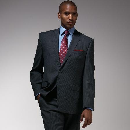 Authentic Mantoni Brand Cotton Summer Light Weight Charcoal Stripe ~ Pinstripe Suit - Color: Dark Grey Suit  - High End Suits - High Quality Suits